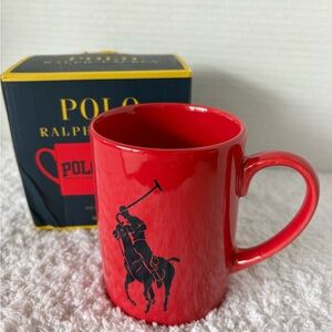 Polo Ralph Lauren Red Polo Player Ceramic Mug 14 oz  New with Box